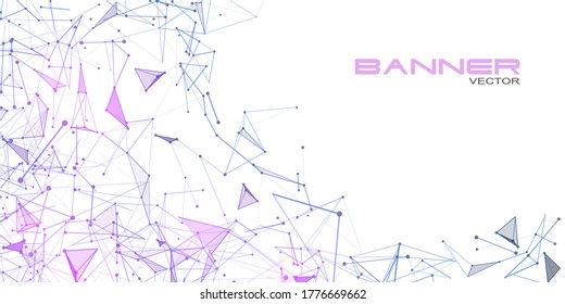 Technological background from polygons and lines.Molecule structure and communication.Gradient banner with line. Vector illustration .	
