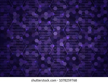 Technological  background in purple shades. Blockchain concept.