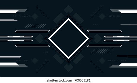 Technological background with square. Concept design gaming futuristic user interface high tech screen. Vector Illustration.