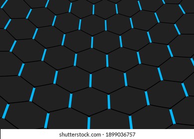 Fondo tecnológico en el estilo de los panecillos. hexágono gris oscuro con resplandor. Moderna textura de vector abstracto oscuro 10