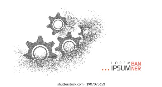 Technological background .Technical drawing of gears .Rotating mechanism of round parts .Machine technology. Vector illustration.