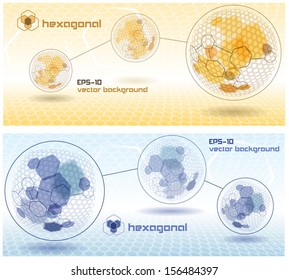Technological backgrounds with spheres and hexagons