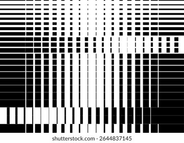 Technological Black and white vector background. Modern pattern of striped geometric shapes. Neoconstructivism. For covers, interior, packaging, textiles. parallel stripes. Rectangles. Broken lines