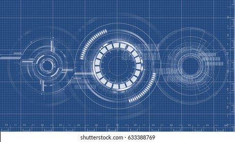 Technological blueprint technical drawing background vector design