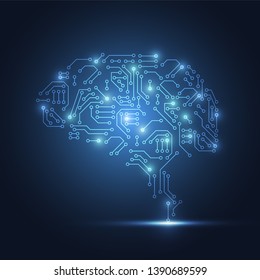 Technological Brain. Abstract Circuit Board. Vector Background