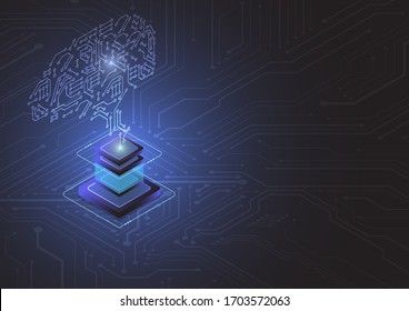 Technological brain. Abstract circuit board. Vector background