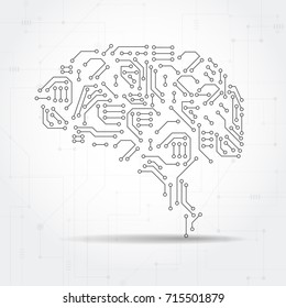 Technological brain. Abstract circuit board. Vector background