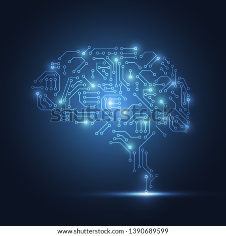 Technological brain. Abstract circuit board. Vector background