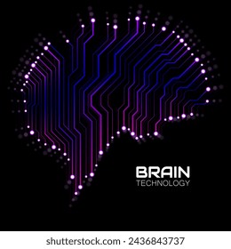 Technological brain. Circuit board. Abstract vector background