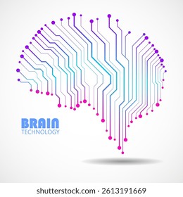 Technological brain. Circuit board. Abstract vector logo
