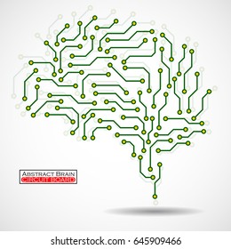 Technological brain. Circuit board. Abstract vector background
