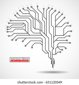 Technological brain. Circuit board. Abstract vector background