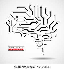 Technological brain. Circuit board. Abstract vector background