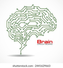 Technological brain. Circuit board. Vector background