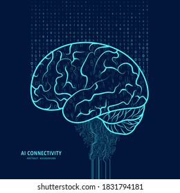 Technological brain and machine learning concept. Abstract circuit board. Digital innovation background
