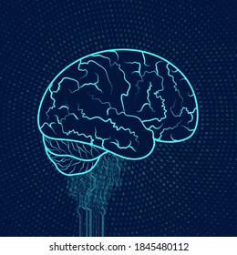 Technological brain and machine learning concept. Abstract circuit board. Digital innovation background