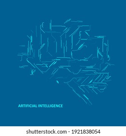 Technological brain and machine learning concept. Abstract circuit board. Digital innovation background