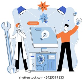 Technological business solutions vector illustration. Digital strategies paint canvas efficient business solutions Financial success thrives in ecosystem technological innovation Intelligent analysis