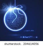 Technological christmas ball background. Vector eps10.