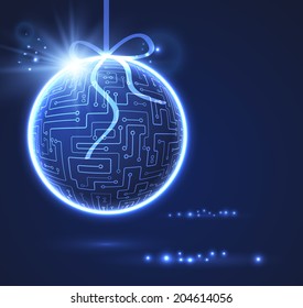 Technological christmas ball background. Vector eps10.