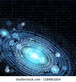 Technological circle and informatics of abstract background with code matrix. Business and communication. Internet cyber and network theme.