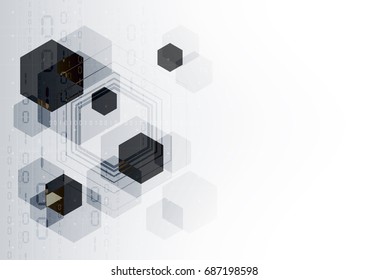 Technological communication digital system hexagon abstract background vector design