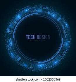Technological cyber circle made of a glowing scheme in a futuristic style. Sci-fi user interface with HUD elements for your design. Vector illustration. EPS 10.