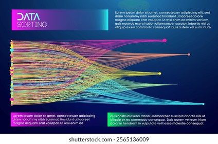 Technological data flow with organized colorful connections in an abstract design.