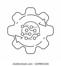 Technological development. Electronic Innovation. Vector linear icon.