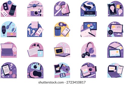 Dispositivos Tecnológicos E Ilustrações De Gadgets. Pictograma moderno perfeito em traçado editável.