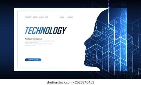 Technological digital AI concept. Vector landing page. 