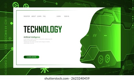Technological digital AI concept. Vector landing page. 