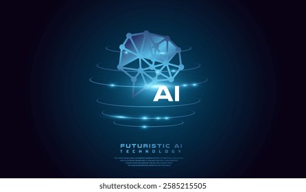 Technological Digital Brain with AI Chip. AI head concept Vector illustration. Artificial Intelligence Head.