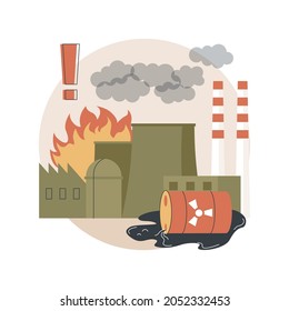 Technological disasters abstract concept vector illustration. Chemical industry disaster, technological catastrophe, industrial catastrophic event, factory accident, environment abstract metaphor.