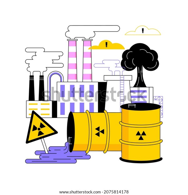 Technological disasters abstract concept vector\
illustration. Chemical industry disaster, technological\
catastrophe, industrial catastrophic event, factory accident,\
environment abstract\
metaphor.