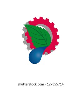 Technological and ecological cute symbol, design elements