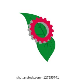 Technological and ecological cute symbol, design elements