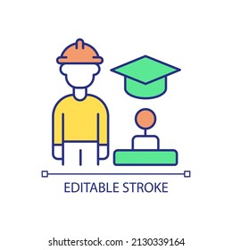 Technological education for workforces RGB color icon. Higher qualification of employee. Business support. Isolated vector illustration. Simple filled line drawing. Editable stroke. Arial font used