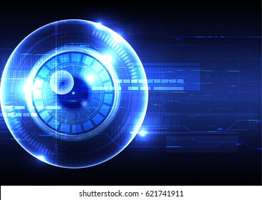 Technological eye scanning hud display security space vector background abstract design