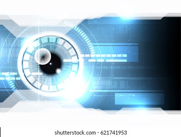 Technological eye scanning hud display security identification vector background abstract design