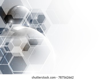 Technological firewall system hexagonal abstract background vector design