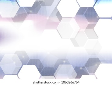 Technological future connection hexagon abstract background vector design