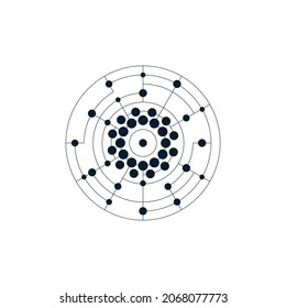 Technological, futuristic, abstract circle and dots. Vector icon isolated on white background.