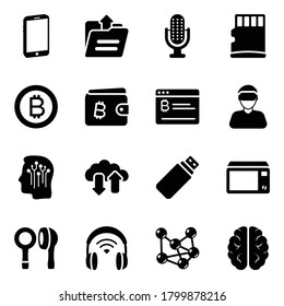 Technological Gadgets Icons in Modern Solid Style Pack 