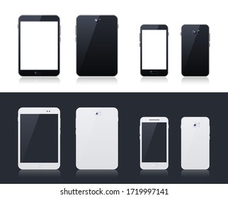 Technologische Gadgets auf schwarz-weißem Hintergrund . Einzelne Vektorelemente