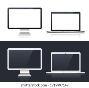 Technological Gadgets on Black and White Background . Isolated Vector Elements