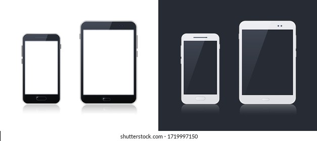 Technological Gadgets on Black and White Background . Isolated Vector Elements