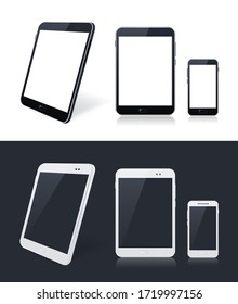 Technological Gadgets on Black and White Background . Isolated Vector Elements