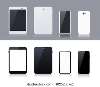 Technological Gadgets on Dark and White Background . Isolated Vector Elements