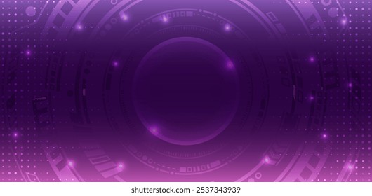 Technological geometric background consisting of circles on a purple background. Internet communications, big data, digital technologies. High tech banner. 